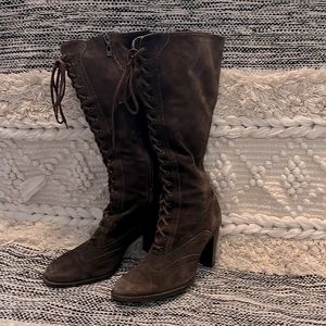 Brown lace up boots